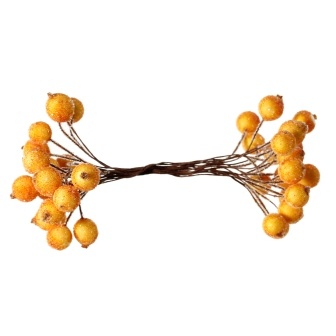 Ягідки круглі в обсипці, колір помаранчевий, 14 см 12 мм, за 2 шт. на стебельці, всього 40шт.