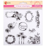 Набор силиконовых штампов Цветы, 15*15 см, ТМ Santi