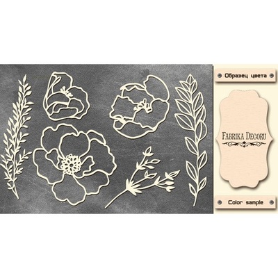 Набір чіпбордів Квіти і гілочки 488, колір молочний, ТМ Фабрика Декору