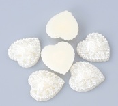 Серце, імітація перлинок, 18х17мм, колір молочний, 1 шт.