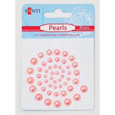 Набір перлин самоклейних рожевих, 50 шт., ТМ Santi