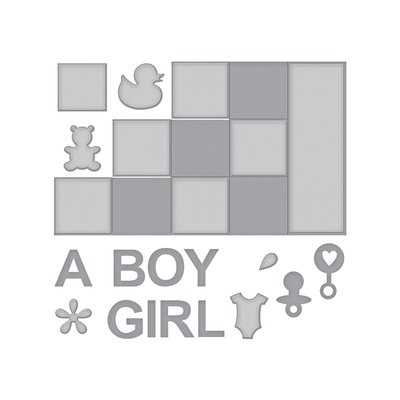 Ножі від Spellbinders — Shapeabilities Baby Step Block Card Etched Dies Thoughtful Expressions by Marisa Job