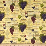 Ткань 100% хлопок - Гроздья винограда на кремовом, 45х55 см