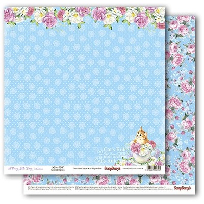 Набор бумаги для скрапбукинга от ScrapBerry's - Шебби Котики, 6 листов, RU, 30,5х30,5 см, 190 гр/м, двусторняя