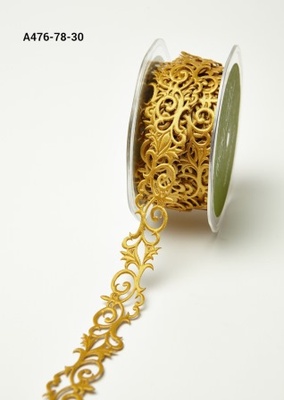 Стрічка - dhesive Fleur-de-lis Scroll - золото, ширина - 22 мм, довжина 90 см