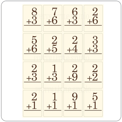 Флэш-карточки "Math Addition Vintage", размер 6,7x10см, 16 шт.