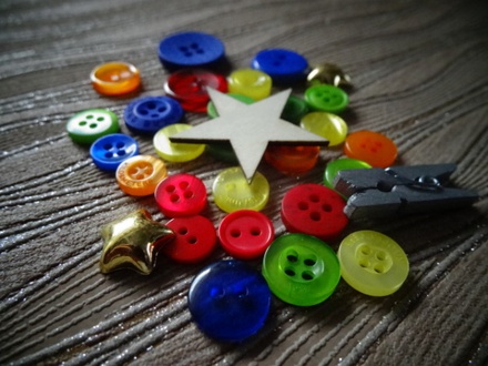 Набір ґудзиків і декору від ScrapEgo - "Яскравий мікс", 30 елементів.