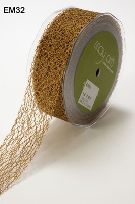 Ленточка "Паутинка", цвет золотистый темный, ширина 38 мм, длина 90 см