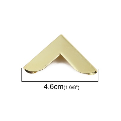 Металлические уголки для альбомов, 30х30х46(диагональ) мм, цвет золото, ширина 7 мм, 4 шт.