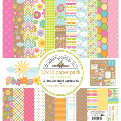 Набір кардстоку з Doodlebug Cardstock - hello sunshine, двосторонній, 30,5 30,5см