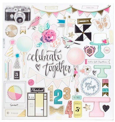Высечки из чипборда от Crate Paper - Maggie Holmes Confetti Collection - 30x30 см, 49 шт.