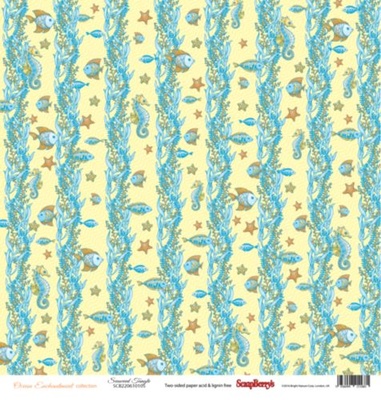 Бумага для скрапбукинга от ScrapBerry's - Сказки моря - На дне морском, двусторонняя, 30,5x30,5 см