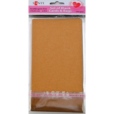 Набір крафт-заготовок для листівок, 10см*20см, 230г/м², 5шт., ТМ Santi