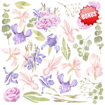 Набір скрап-паперу - Majestic Iris, 20х20 см, Фабрика Декору