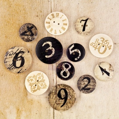 ЦЕНА СНИЖЕНА! Набор деревянных украшений-пуговиц Prima - Wood Buttons - Engraver