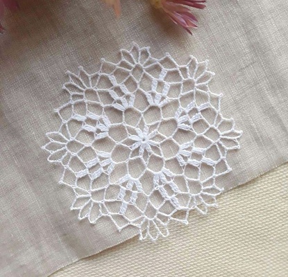 Затишний декор від LESHCHENKO - Вʼязана ажурна серветка №45, 9см, 1шт.