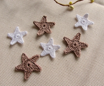Уютный декор от LESHCHENKO- Вязаные  звездочки  в наборе "Rustic", 3-3,5см, 6шт