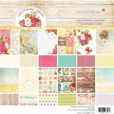 1/2 Набіру двостороннього скрап-паперу Webster's Pages - Strawberry Fields - Pad, 30x30 см, 12 аркуша