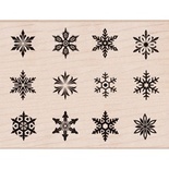 Резиновый штамп Hero Arts - Snowflake Sampler, на деревянном блоке