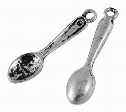 Металева прикраса "Ложечка", античне срібло, розмір 26x6 мм, 1 шт