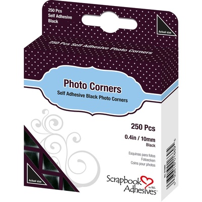 Уголки для фото Scrapbooking Adhesives - Scrapbook Adhesives Photo Corners Self-Adhesive, 10 мм, черные, 250 шт.