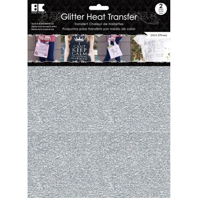 Набор термотрансферных глиттерных листов от Best Creation - Glitter Heat Transfer 8.5"X11", Silver, 2 листа