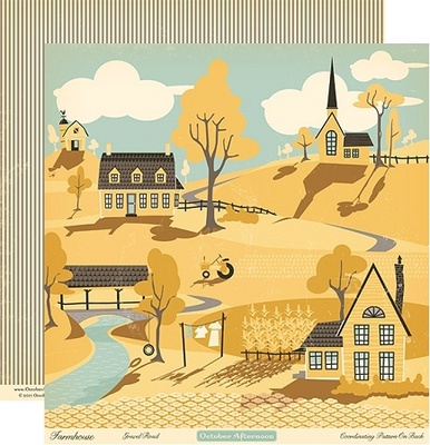 Лист двусторонней скрапбумаги от October Afternoon - Farmhouse” Collection - Gravel Road, 30х30