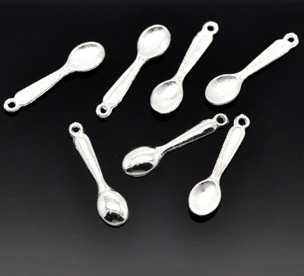 Металева прикраса "Ложечка", срібло, розмір 24x6 мм, 1 шт.