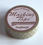 Бумажный скотч с принтом СНЕЖОК, ширина 15 мм, длина 8 м