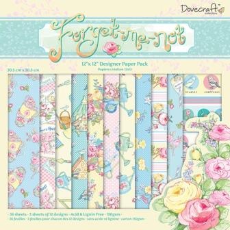 Набор бумаги от Dovecraft  - Forget Me Not, 30×30 см, 36 листов