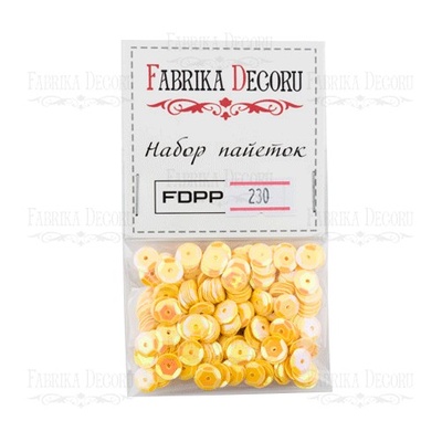 Набір паєток - 230, розмір 8 мм, кружочки, колір жовтий, ТМ Фабрика Декору