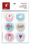 Набір самоклейних фішок (топс) для скрапбукінгу від Скрапології - Романтика, 6 штук