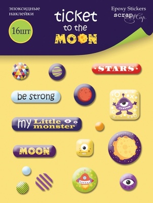 Набір епоксидних наліпок Scrapmir - Ticket to the Moon, 16 шт.
