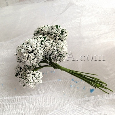 Веточки декоративные с соцветиями-шариками, цвет белый, пучок из 12 штук