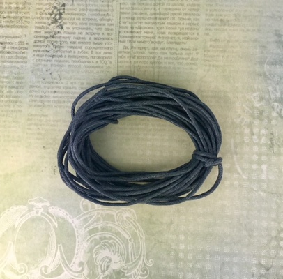 Вощений шнур, темно - сірий, 1,5 мм, 5 метрів