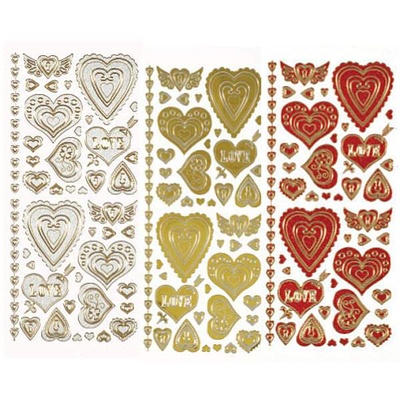 Набір наліпок - висічок HOTP - Mix 'ems Hearts, Tri Color 3 аркуші, розмір 10x23 см, 105шт.