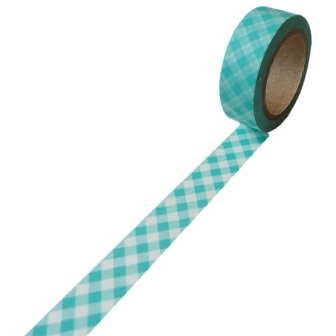 Бумажный скотч на клеевой основе, зеленый в клеточку, 15мм х 10м