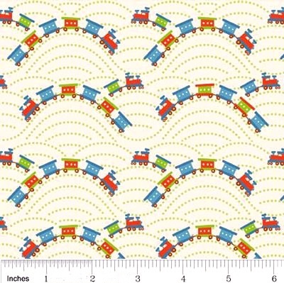 Тканина 100% бавовна - Паровозик на кремовому, 45x55см