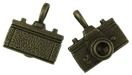 Металева прикраса "Фотоапарат", антична бронза, 22х20 мм, 1 шт