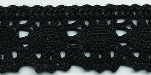 Мереживо в’язане, колір чорний, ширина 30 мм, довжина 90 см