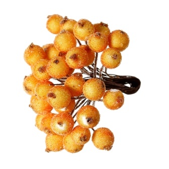 Ягідки круглі в обсипці, колір помаранчевий, 14 см 12 мм, за 2 шт. на стебельці, всього 40шт.