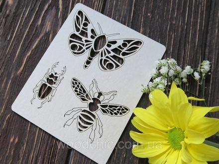 Чипборд набір Жучки 1 від WOODchic, 7x5см 5x6 см 4,5х2см