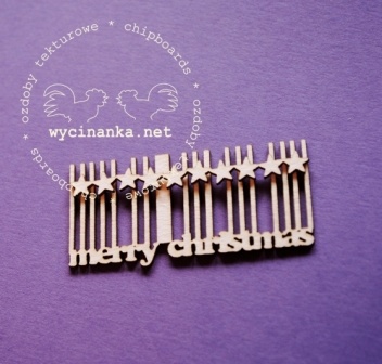 Чипборд від Wycinanka - напис «Merry Christmas» зі штрихом-кодом, 2,5x5см