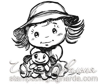 Акриловий штамп D019 Дитина з іграшкою, розмір 4,7х5,1 см