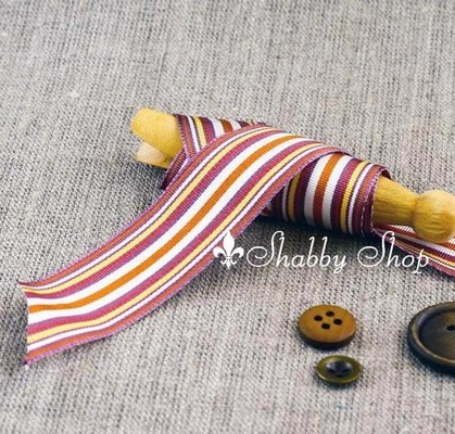 Стрічка American Crafts в фіолетову, коричневу, білу смужку, ширина 25, 4мм, 90 см