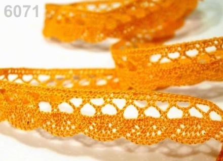 Мереживо бавовняне колір помаранчевий, ширина 18мм, 90см
