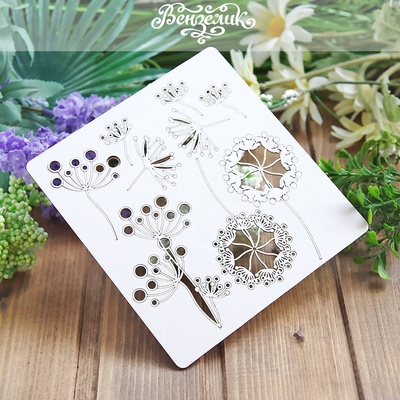 Чипборд від Вензелик - Набір флора 168, розмір: 140 x150 мм