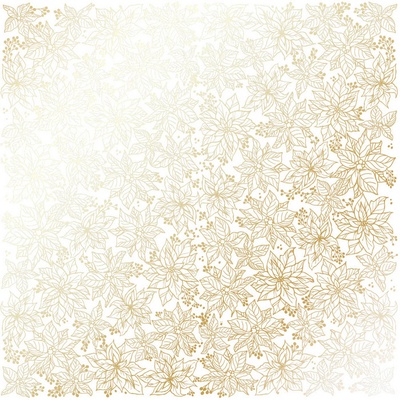 Аркуш одностороннього паперу з фольгуванням Golden Poinsettia White, ТМ Fabrika Decoru