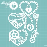 Чипборд від Вензелик - Набір сердець стімпанк, розмір: 9,7x14,5см