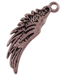 Металева прикраса "Крило", червона мідь, розмір 35x10 мм, 1 шт